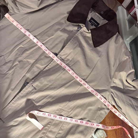 Docayro Men's Tan Coat with Dark Brown Collar - Picture 16 of 16